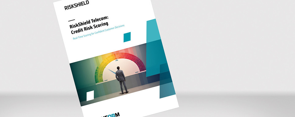 Mockup of our info paper "Telecom Use Case: Credit Risk Scoring" on a grey background