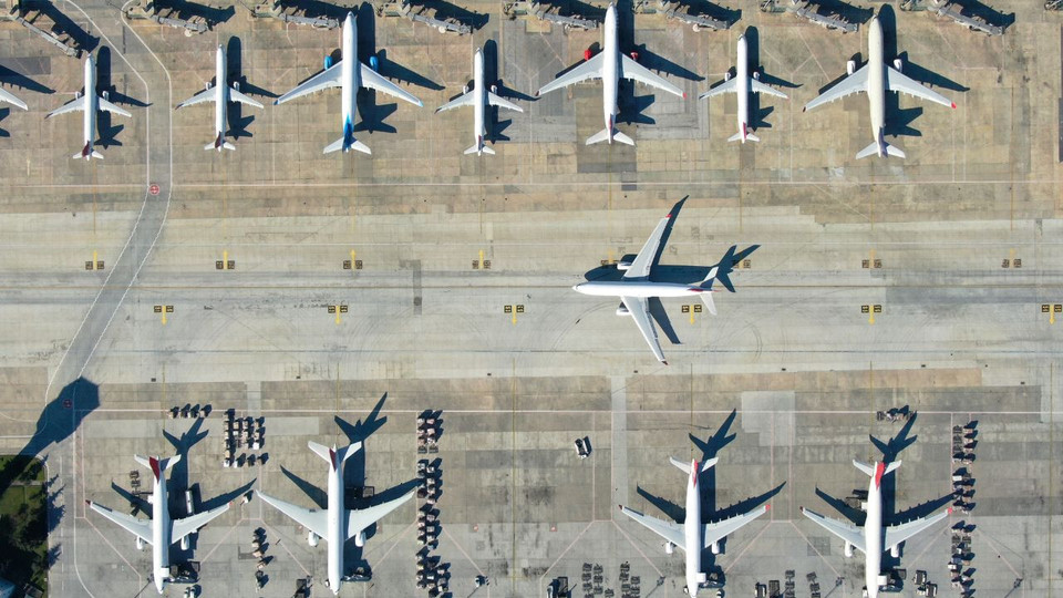 airplanes parked